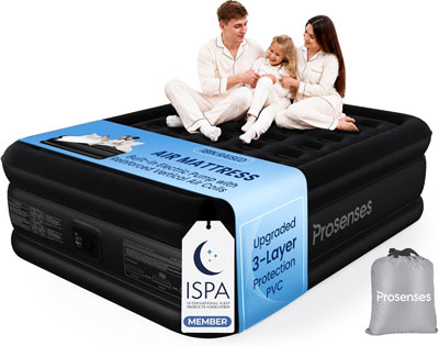 Queen Air Mattress with Built-in Pump 18in, Anti-Leak PVC Bonding