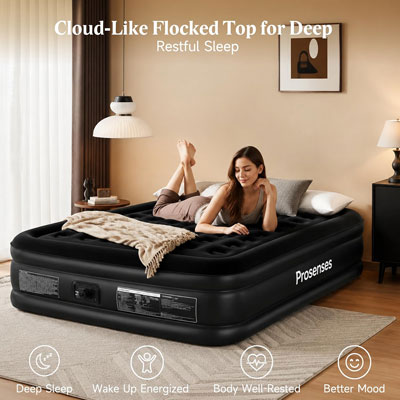 Queen Air Mattress with Built-in Pump 18in, Anti-Leak PVC Bonding