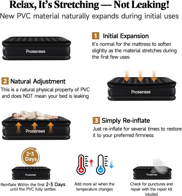 Queen Air Mattress with Built-in Pump 18in, Anti-Leak PVC Bonding